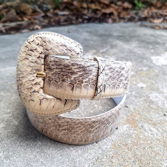 Vintage  Arti Art Genuine Snake Skin Belt  Women\'s M/L  Ivory/Black Unworn main image 4